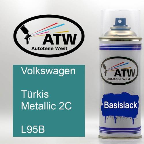 Volkswagen, Türkis Metallic 2C, L95B: 400ml Sprühdose, von ATW Autoteile West.